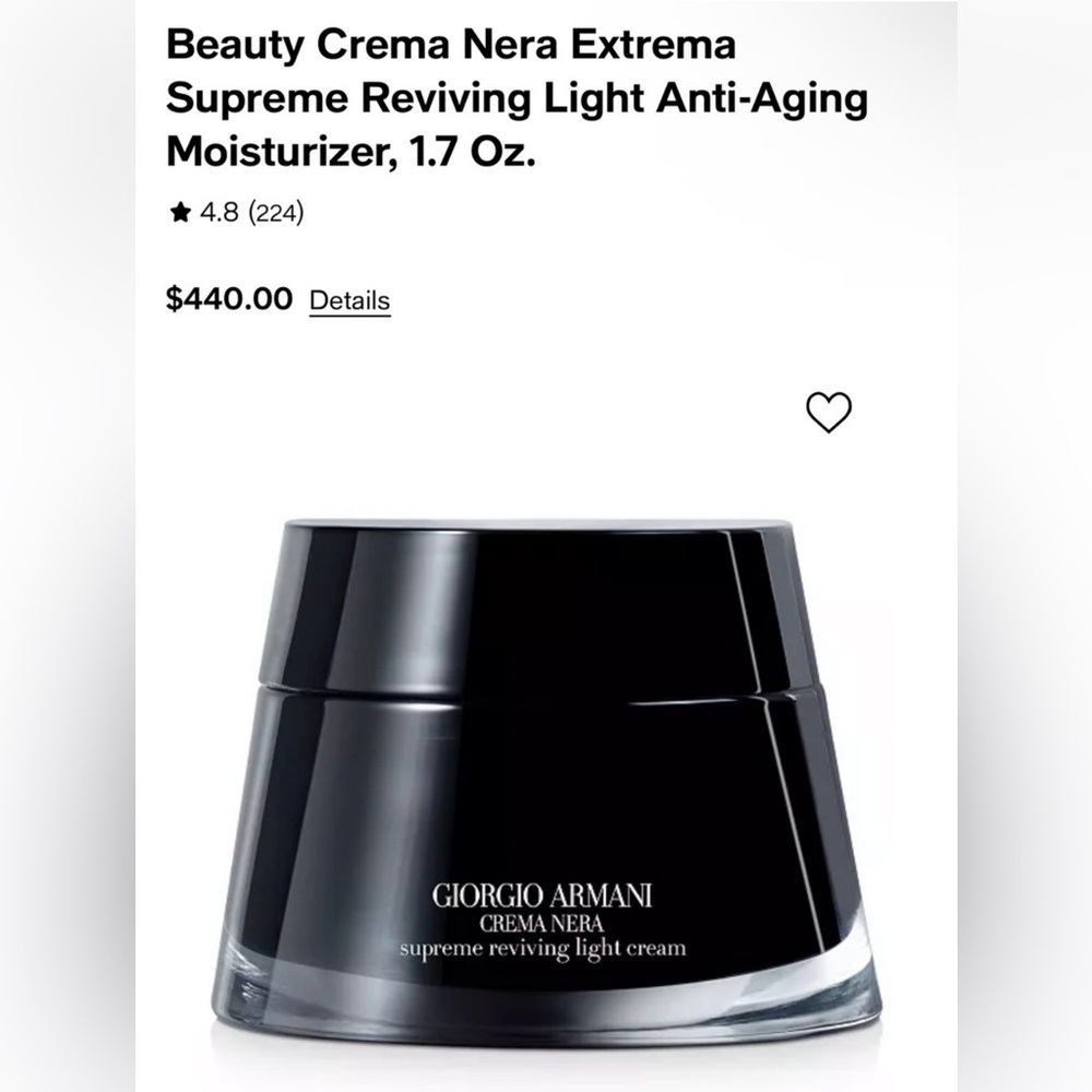 Giorgio Armani Crema Nera Supreme reviving Light Cream – 50 ml / 1.69 Fl oz